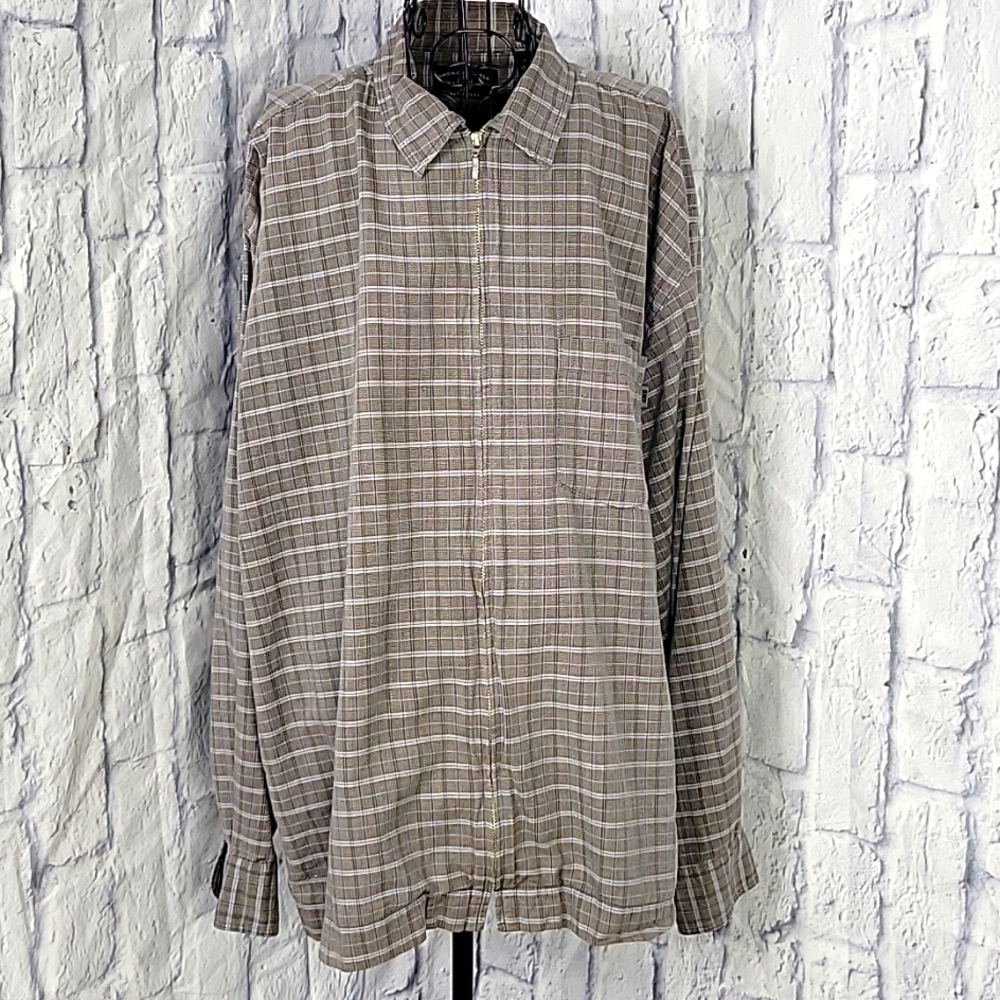 AMERICAN EAGLE OUTFITTERS Blue Plaid Men's Zip Up Shirt Large